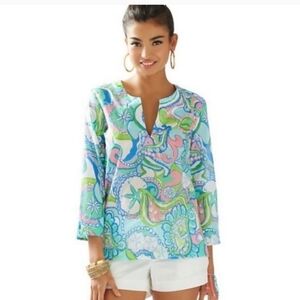 Lilly Pulitzer Amelia island tunic fish sand dollars sz small WT65